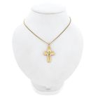 Image 4 of Bicolor Gold Cross Pendant with Engraved Corpus