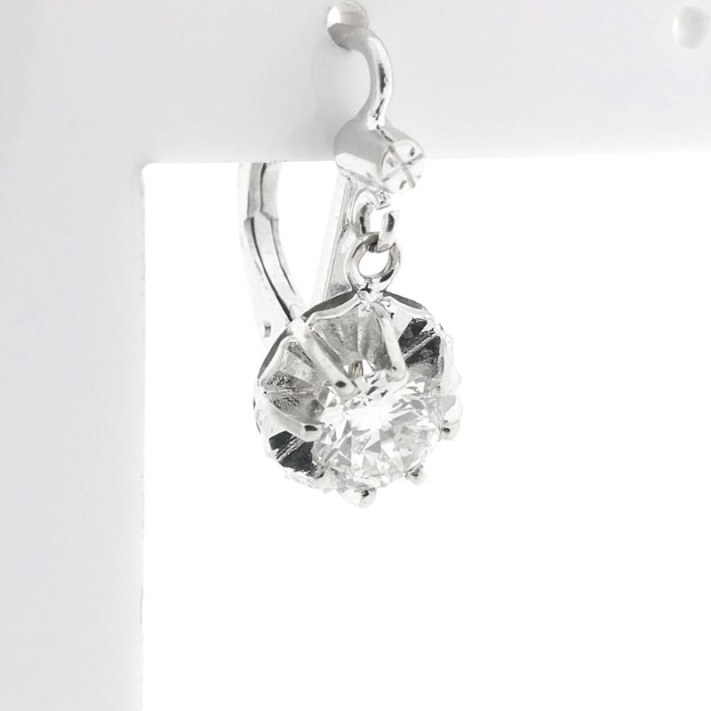 Image 4 of White gold earrings with diamond; 1.00 ct.