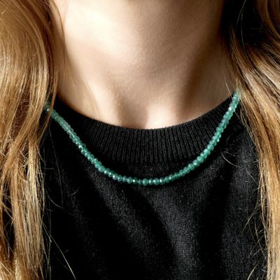 Image 2 of 9K Emerald Bead Necklace with Gold Clasp | 50cm