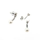 Image 5 of White Gold Earrings with Pearl & Diamonds