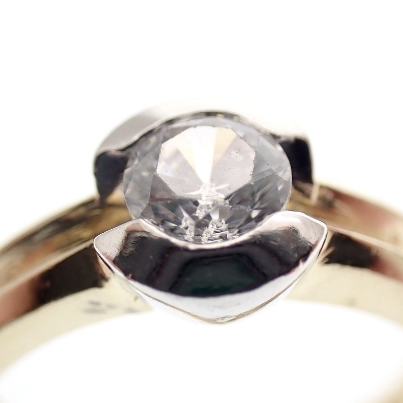 Image 2 of Two-tone gold solitaire ring with zirconia