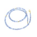 Image 9 of Light blue topaz bead necklace with gold clasp | 45.5 cm