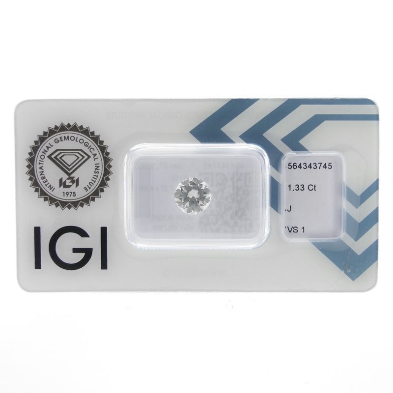 Image 1 of 1.33 ct. Brilliant cut diamond J/VS1 + IGI Certificate - Natural diamond