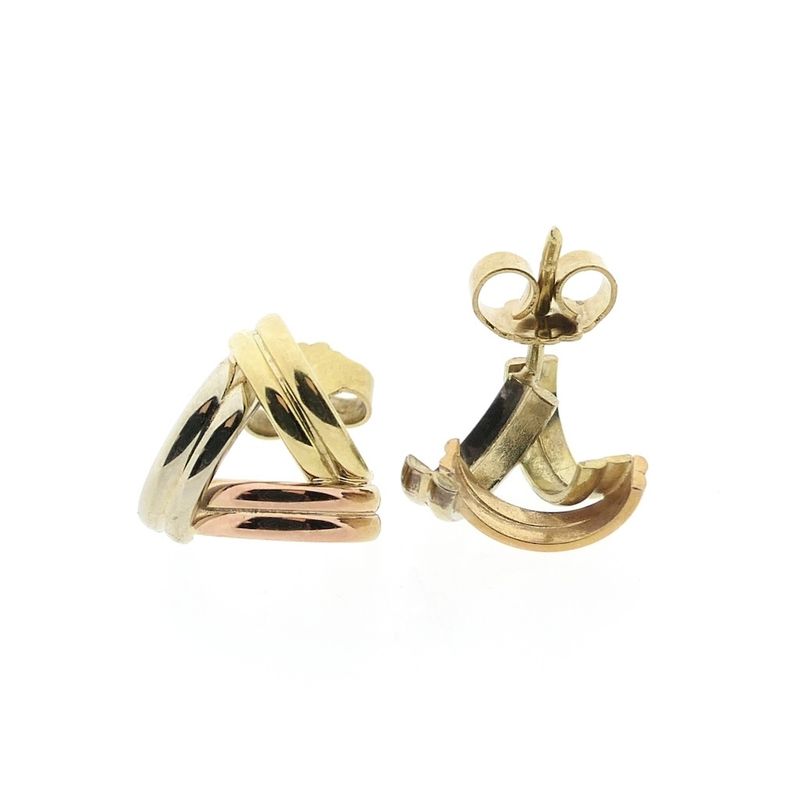 Image 10 of Tricolor gold stud earrings
