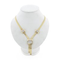 Gold Flat Snake Link Necklace with Zirconia