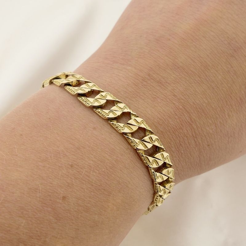 Image 8 of Gold flat gourmet link bracelet; Altinbas | 21.5 cm