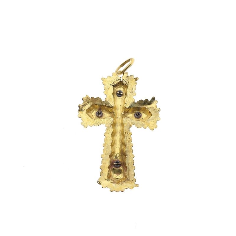 Image 4 of Gold antique pendant of a cross with corpus | INRI