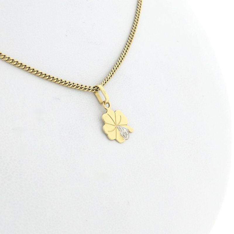 Image 5 of Gold pendant of a four-leaf clover with diamond | 0.005 ct.