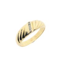 Gold croissant ring with diamonds; 0.04 ct.
