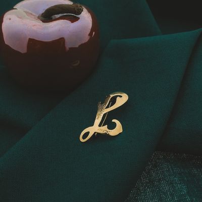 Image 2 of Gold letter brooch; letter J