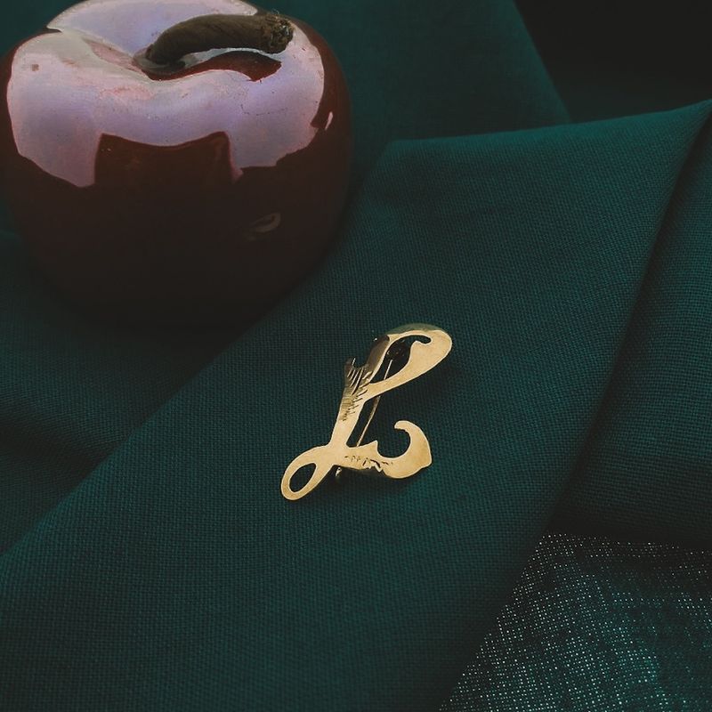 Image 2 of Gold letter brooch; letter J