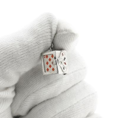 Image 2 of Silver pendant of a card box with cards