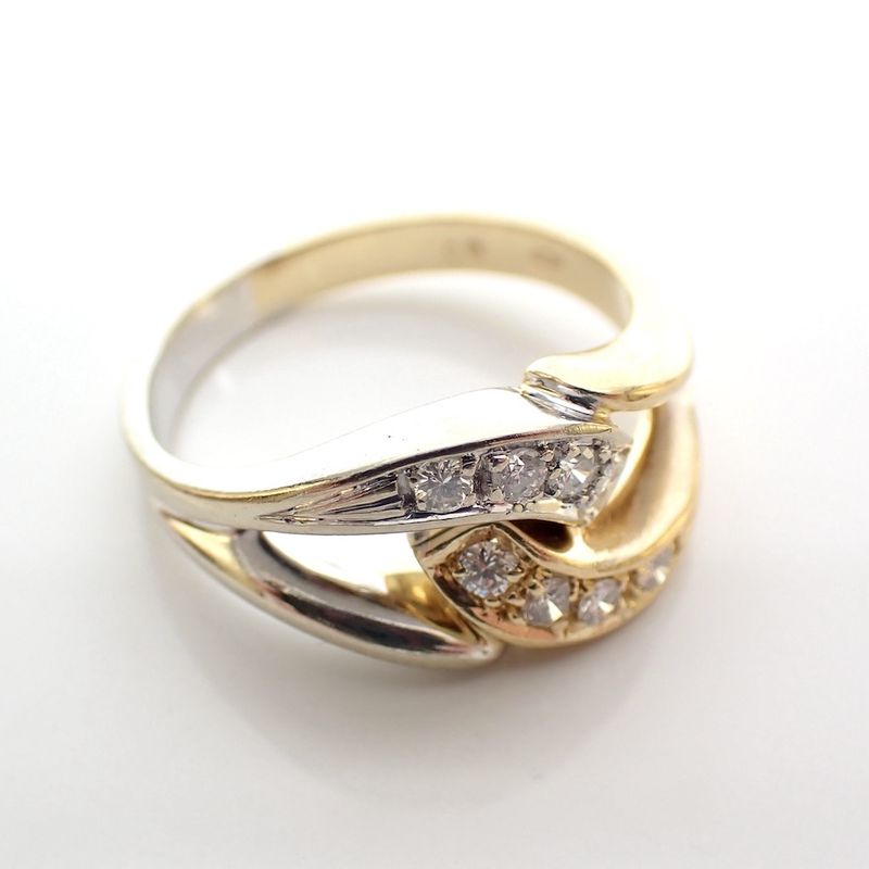 Image 4 of Two-tone gold ring with diamonds; 0.16 ct.