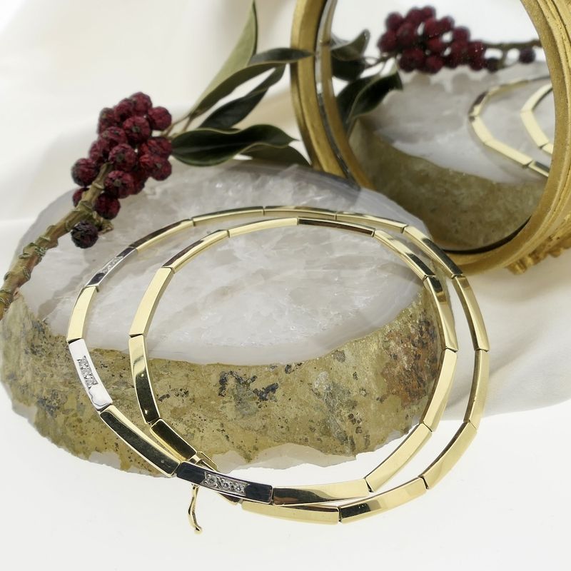 Image 2 of Two-tone gold necklace with diamond; 0.09 ct.