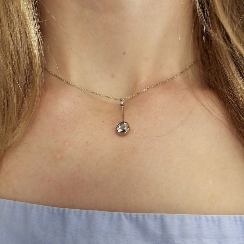 Image 12 of White gold necklace with pendant; Amsterdam rose diamond; 0.50 ct. | 45.5 cm