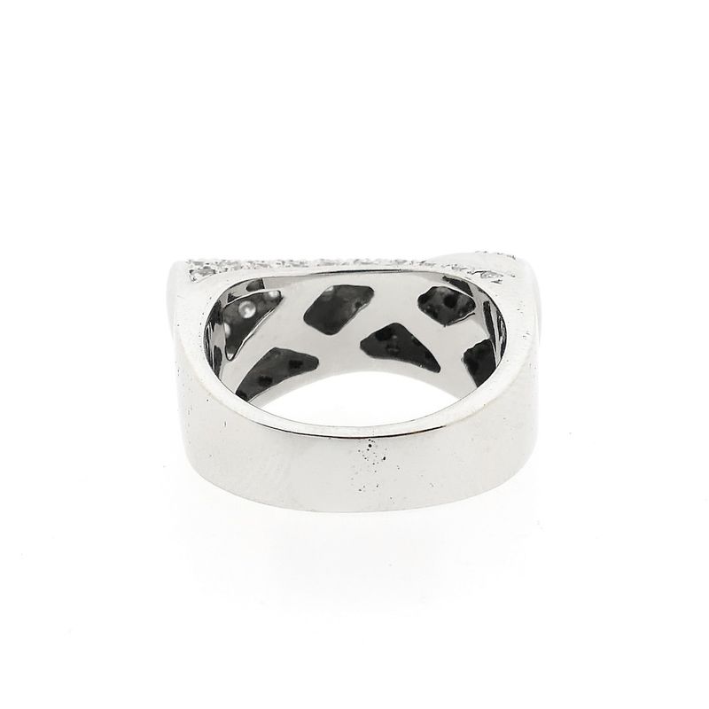 Image 3 of White gold pavé ring with black moissanite and diamonds; Approx. 1.08 ct.