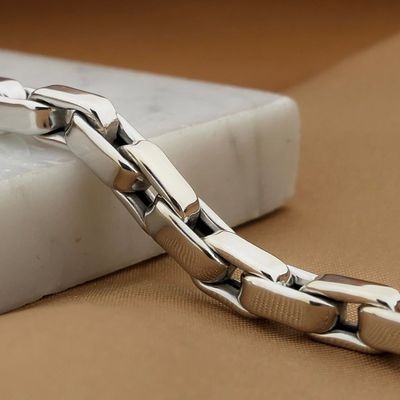 Image 2 of White gold anchor link bracelet