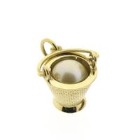 Gold bucket pendant with artificial pearl