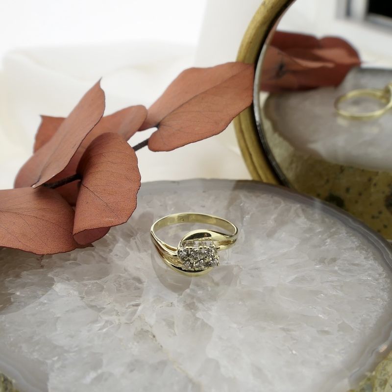 Image 2 of Golden fantasy ring with diamonds 0.18 ct.