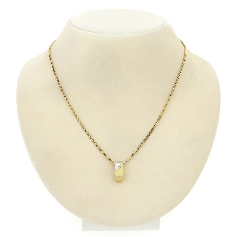 Image 8 of Two-tone gold minimalist pendant with diamond; 0.03 ct.