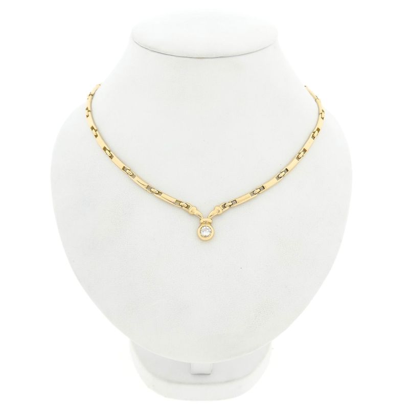 Image 1 of Gold Bar Link Necklace with Zirconia