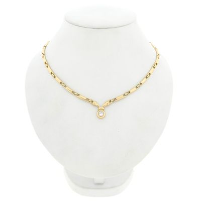 Gold Bar Link Necklace with Zirconia Image 1 of Gold Bar Link Necklace with Zirconia