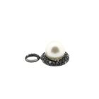 Image 2 of Black gold pendant with pearl and diamonds in black and white 0.73 ct.