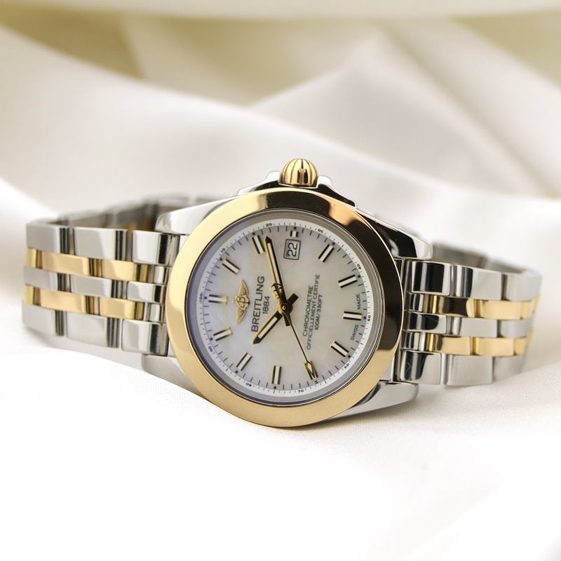 Image 5 of Breitling Galactic 'Sleek' C71330; Gold/steel women's watch with mother-of-pearl dial