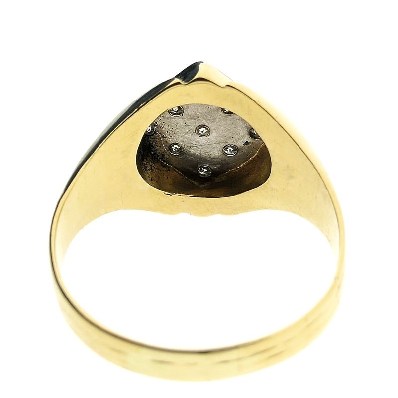 Image 7 of Two-tone gold signet ring with 0.09 ct diamond.