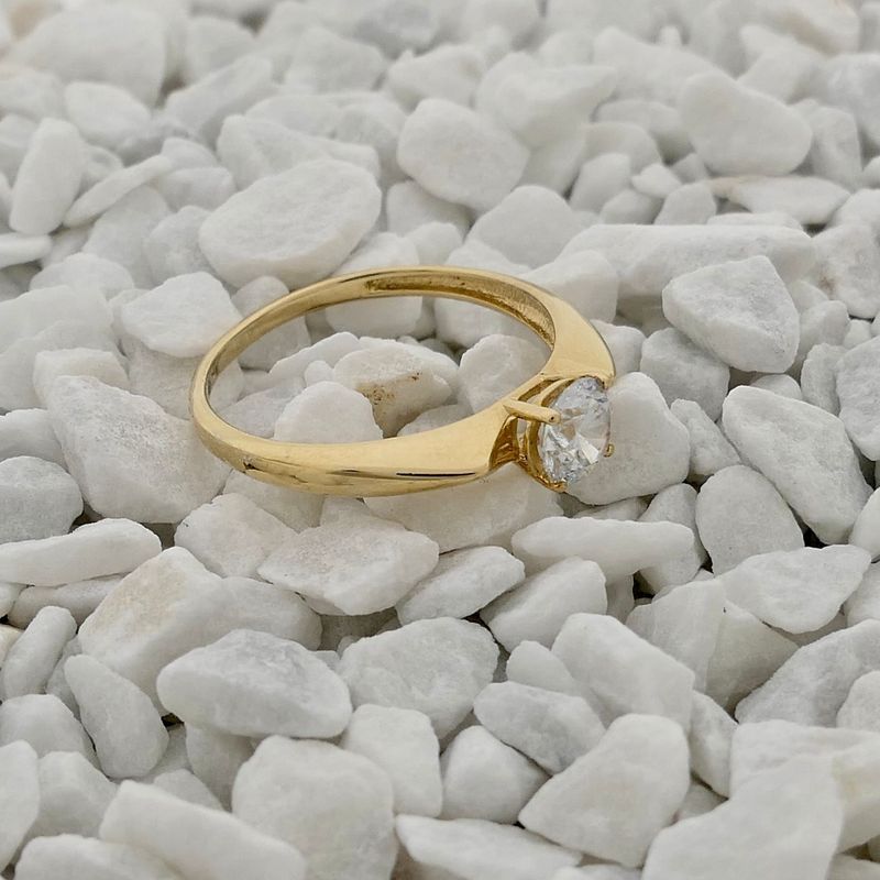 Afbeelding 2 van Gouden solitair ring met zirconia