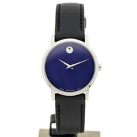 Movado Museum Classic; Steel women's watch with blue 'Mother of Pearl' dial; 0607422