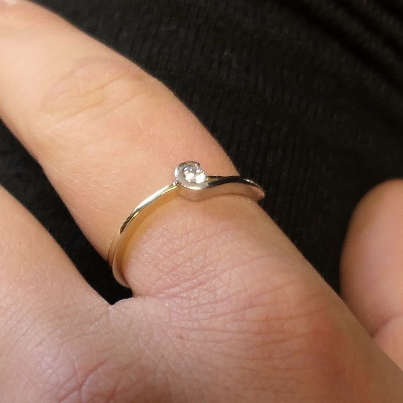 Image 12 of Two-tone gold solitaire ring with zirconia