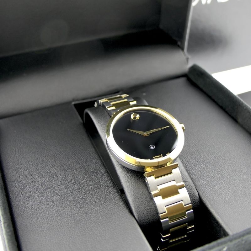 Image 18 of Movado Museum Classic; Two-tone automatic women's watch with black dial; 0607679