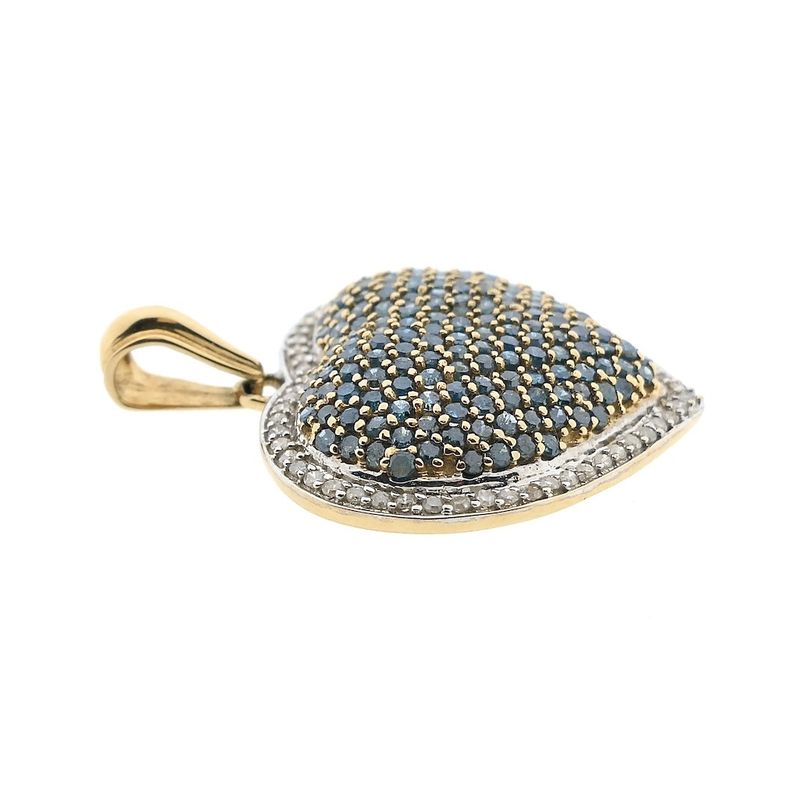 Image 7 of Gold heart pendant with blue moissanite and diamonds; approx. 2.31 ct.