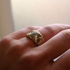 Image 7 of Gold Ring with Ribbed Pattern and Diamond; 0.02 ct; 14K; Size 17.5