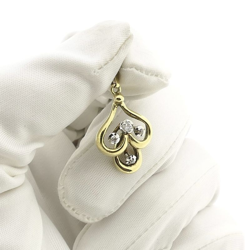 Image 7 of Vintage gold pendant with diamonds; 0.06 ct.