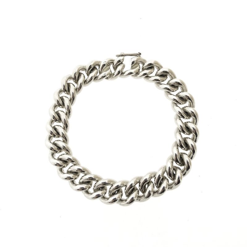 Image 4 of Silver robust gourmet link bracelet | 21 cm