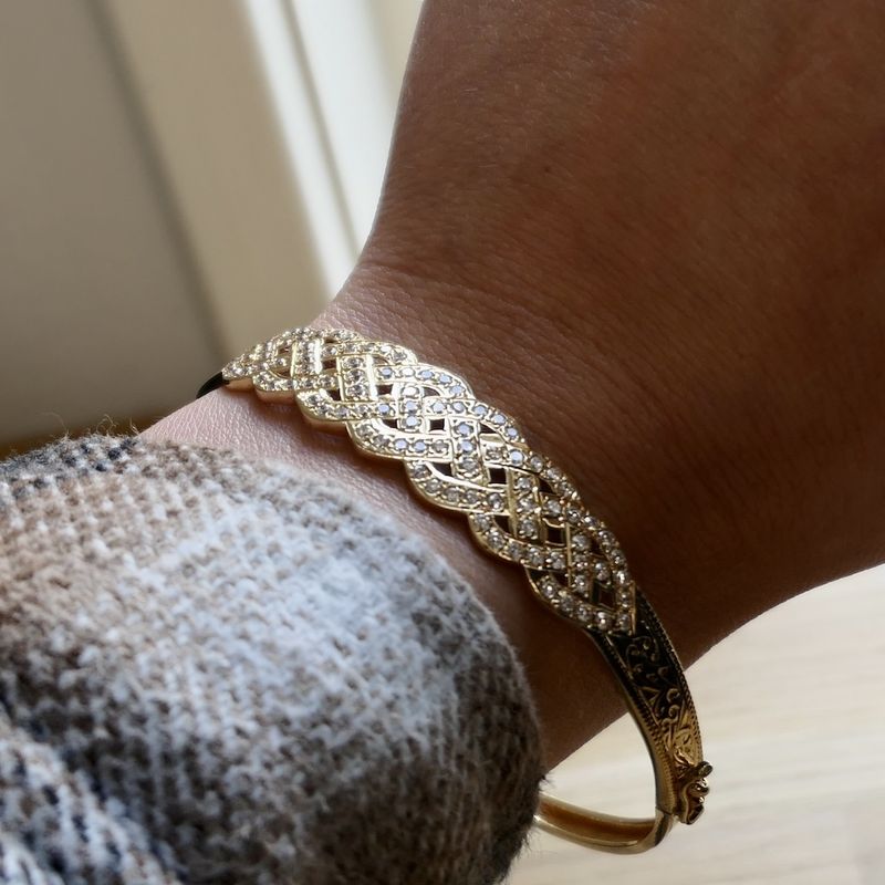Afbeelding 7 van Gouden slavenarmband met zirconia