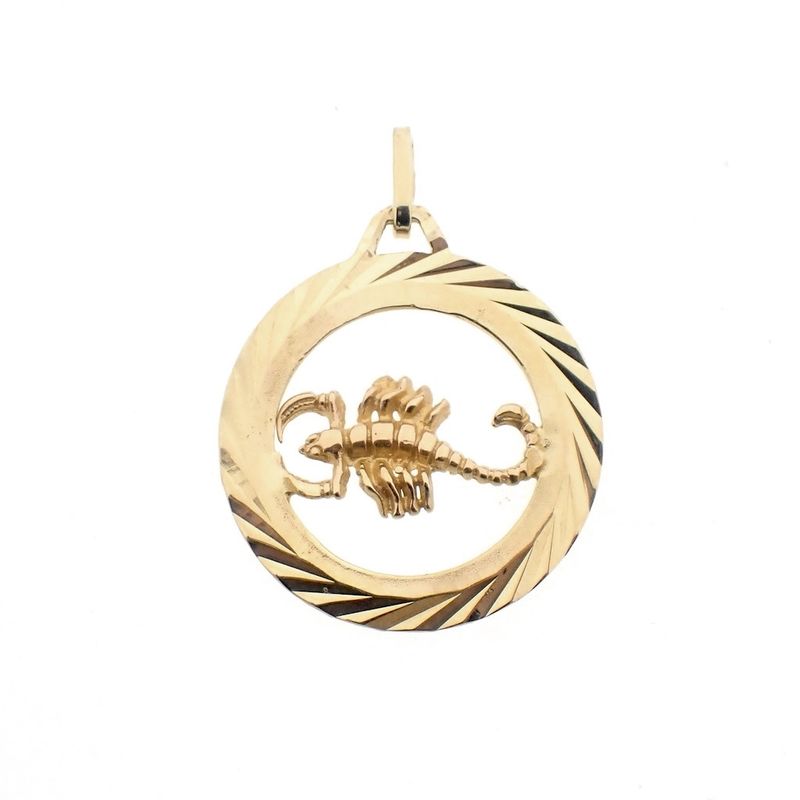 Image 1 of Gold zodiac sign pendant; Scorpio