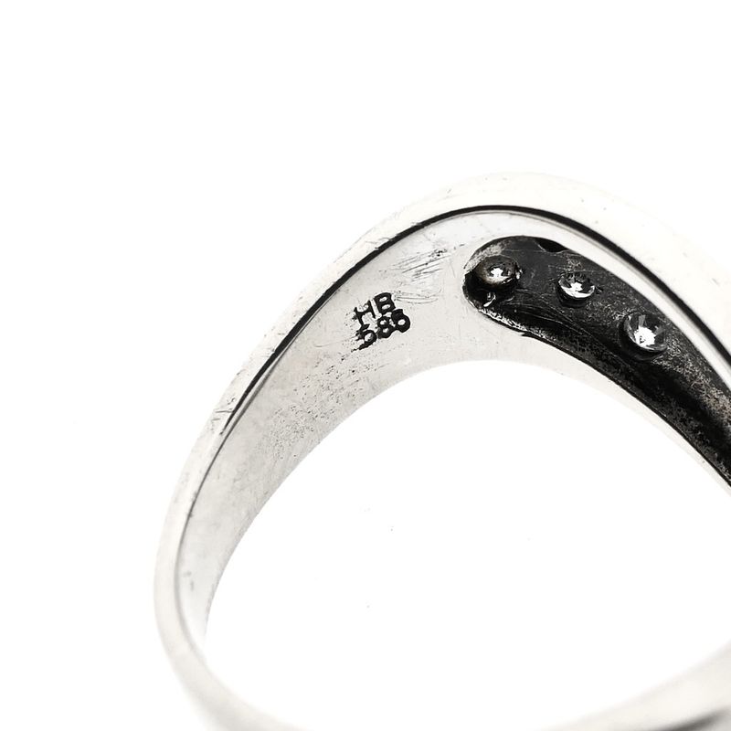 Image 6 of White gold wide ring with diamonds; 0.20 ct.