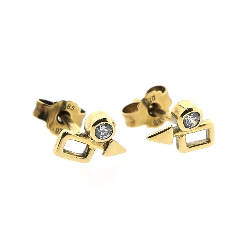 Image 5 of Gold stud earrings with zirconia