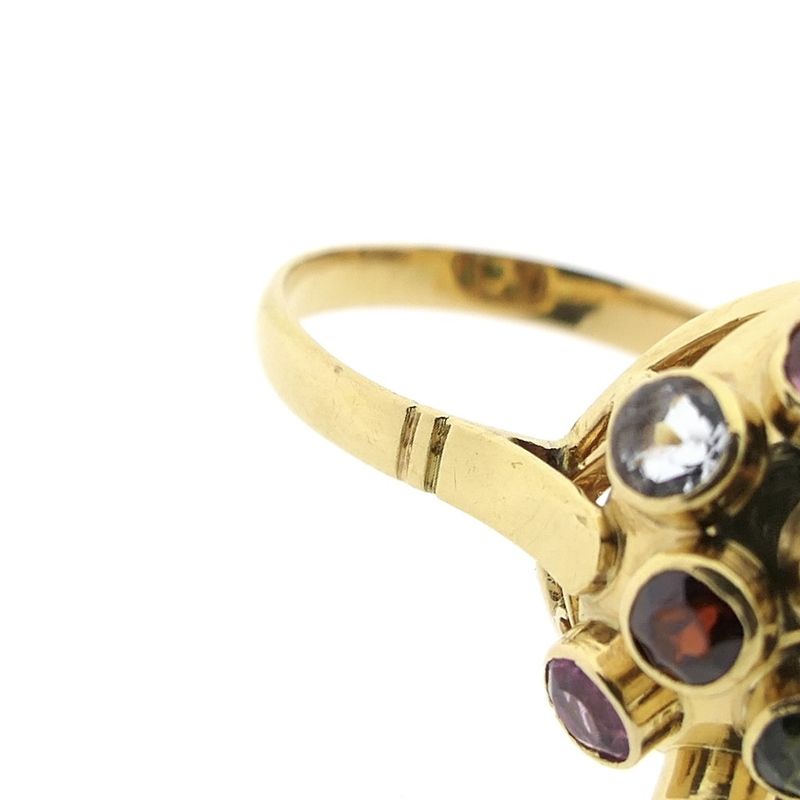 Image 6 of 18 carat gold Sputnik ring with colored stones