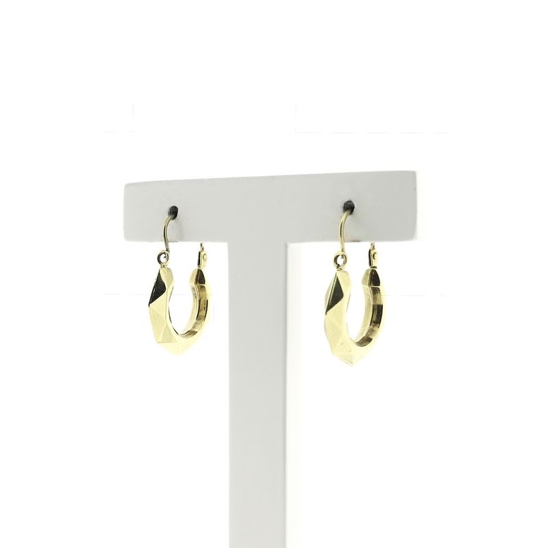 Image 3 of Gold faceted hoop earrings | Ø 15 mm