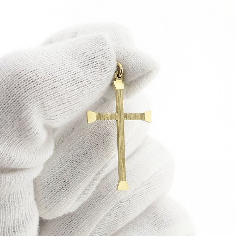 Afbeelding 7 van Gematteerd gouden hanger van een kruis