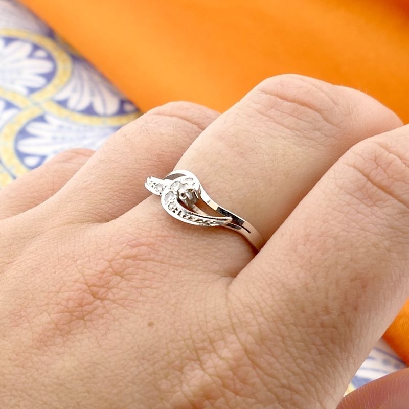 Image 8 of White gold ring with diamonds; 0.07 ct.