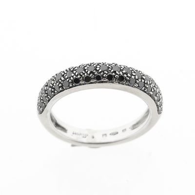 Image 2 of White gold pavé ring with black diamonds; 0.55 ct.