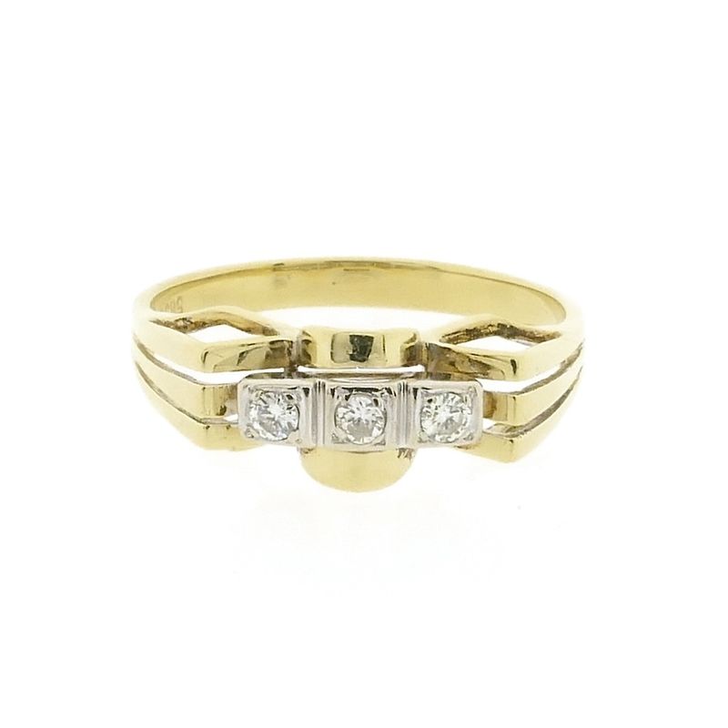 Image 3 of Vintage gold ring with diamonds; 0.09 ct.