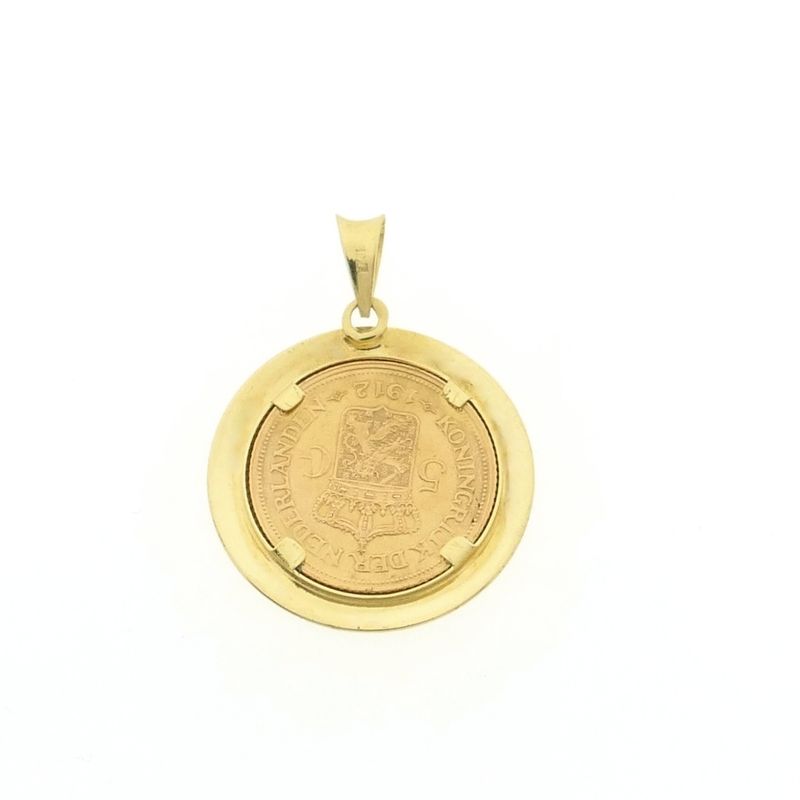 Image 4 of Gold pendant of a gold fiver; Queen Wilhelmina 1912