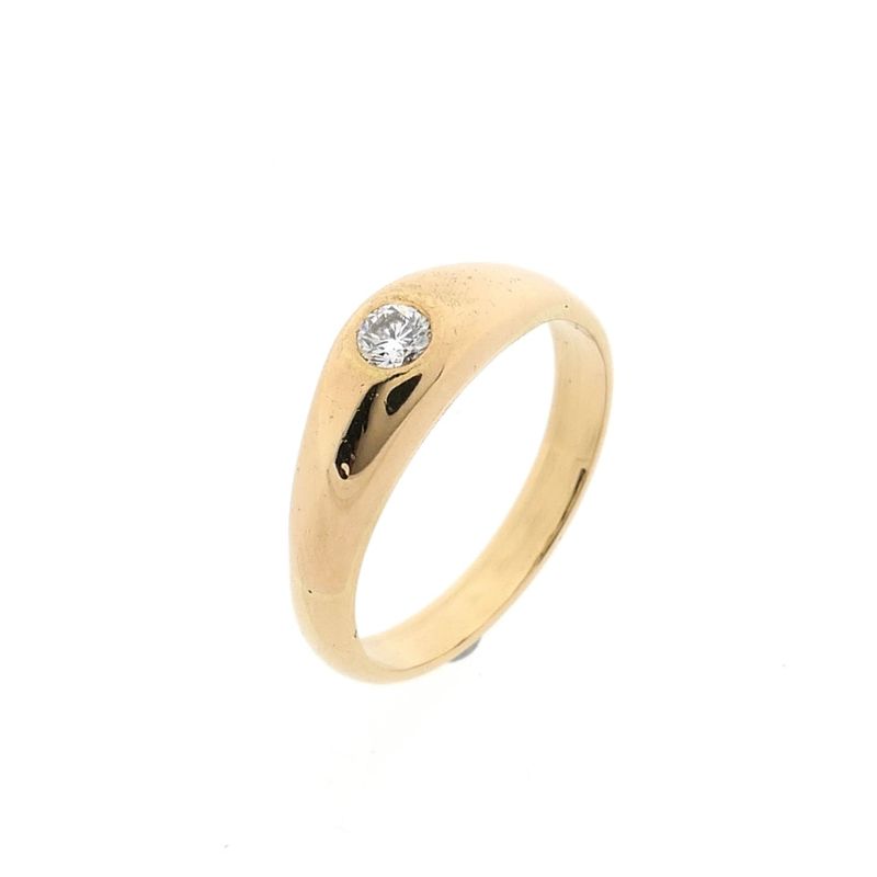 Afbeelding 1 van Gouden solitairring met diamant; 0,10 ct.