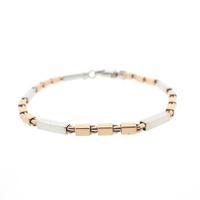 Two-tone gold checkered link bracelet | 19 cm